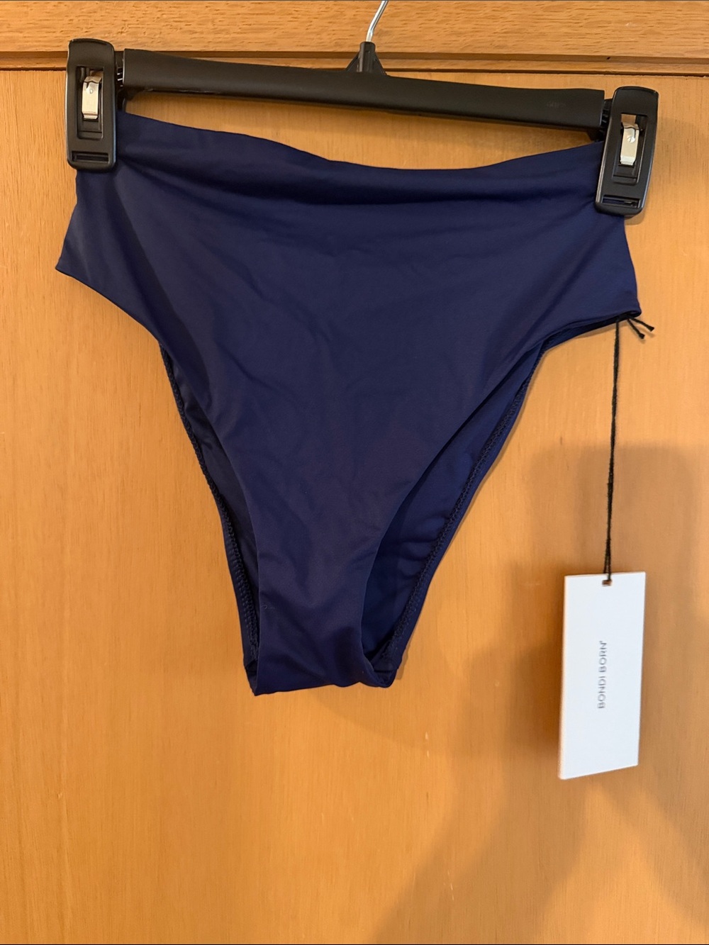 BONDI BORN Women’s Poppy High-Waist High Cut Bikini Bottom New Navy Blue Small